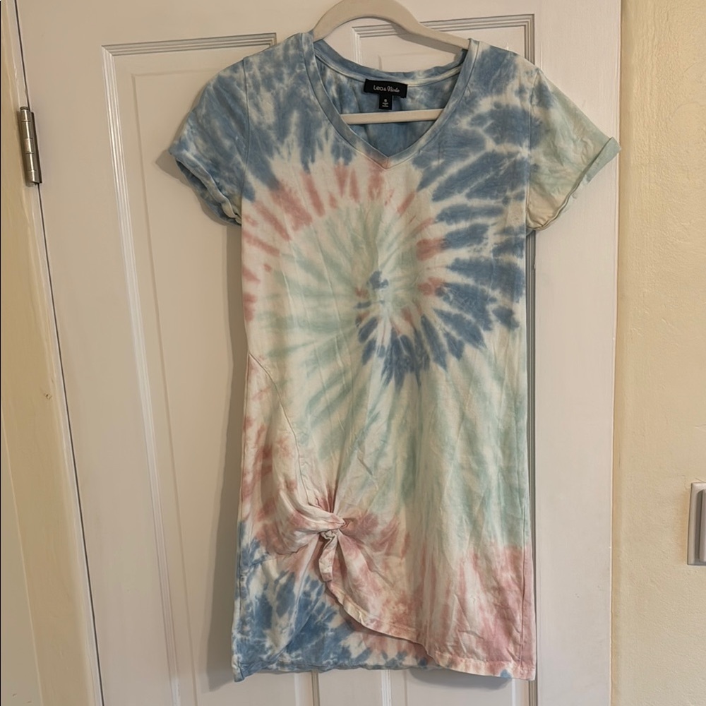 Lea & Viola Tie-Dye Mini Dress - Blue, Pink, Green